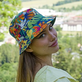 Bavlněný klobouk bucket hat s květinovým potiskem 237512HH navy 59