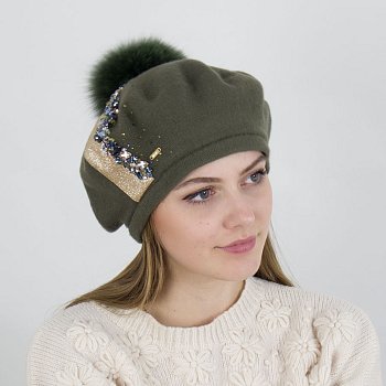 Dámský baret Anori khaki